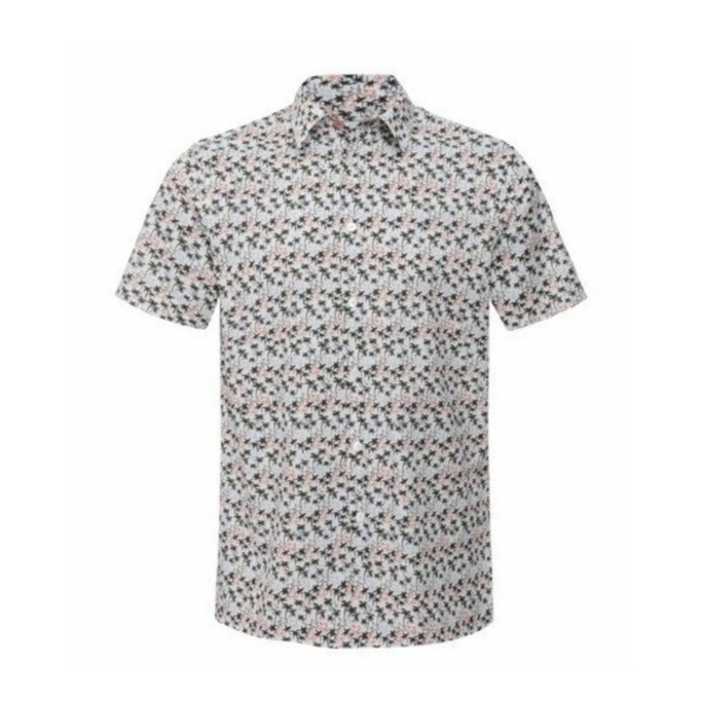 Paul Smith Short Sleeve Palm Print Casual Fit Button Down Shirt M‎